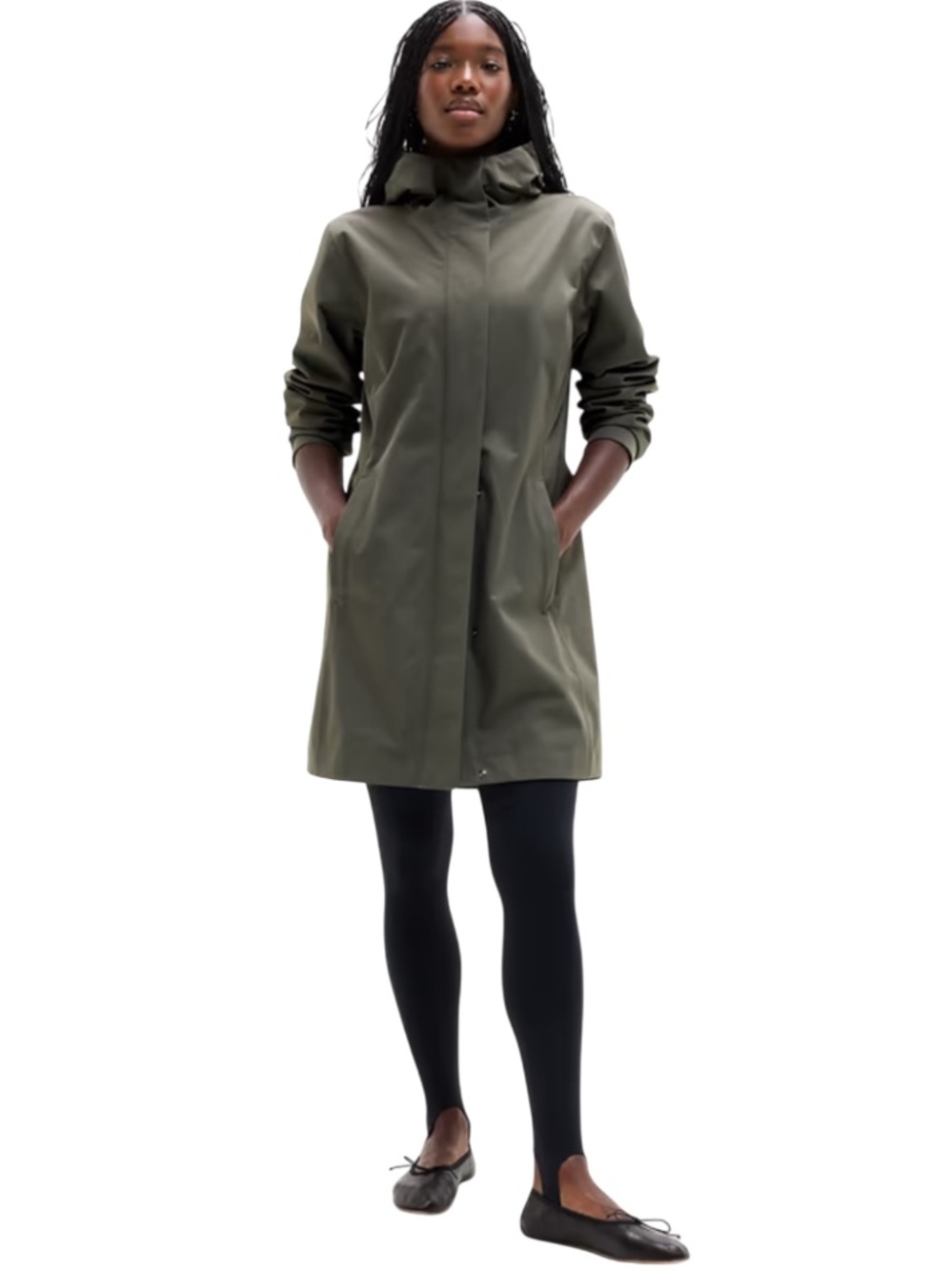 Athleta Rainout Ridge Long Trench In Jungle